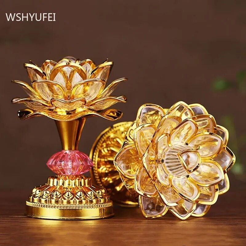 1pc Colorful LED Lotus Buddhist Lamp Built 36 Buddhist Songs Buddhist Hall Lotus Light Ornament Buddhist Decoration Supplies-1