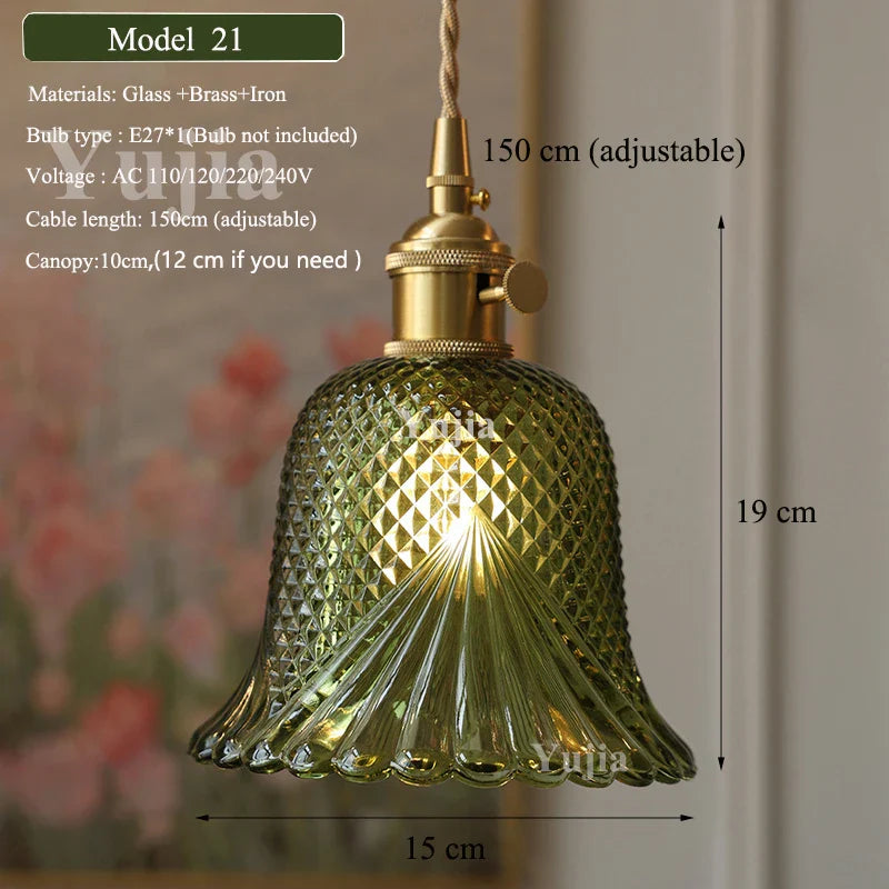 DecorBites™ Green Glass Pendant Light Fixture