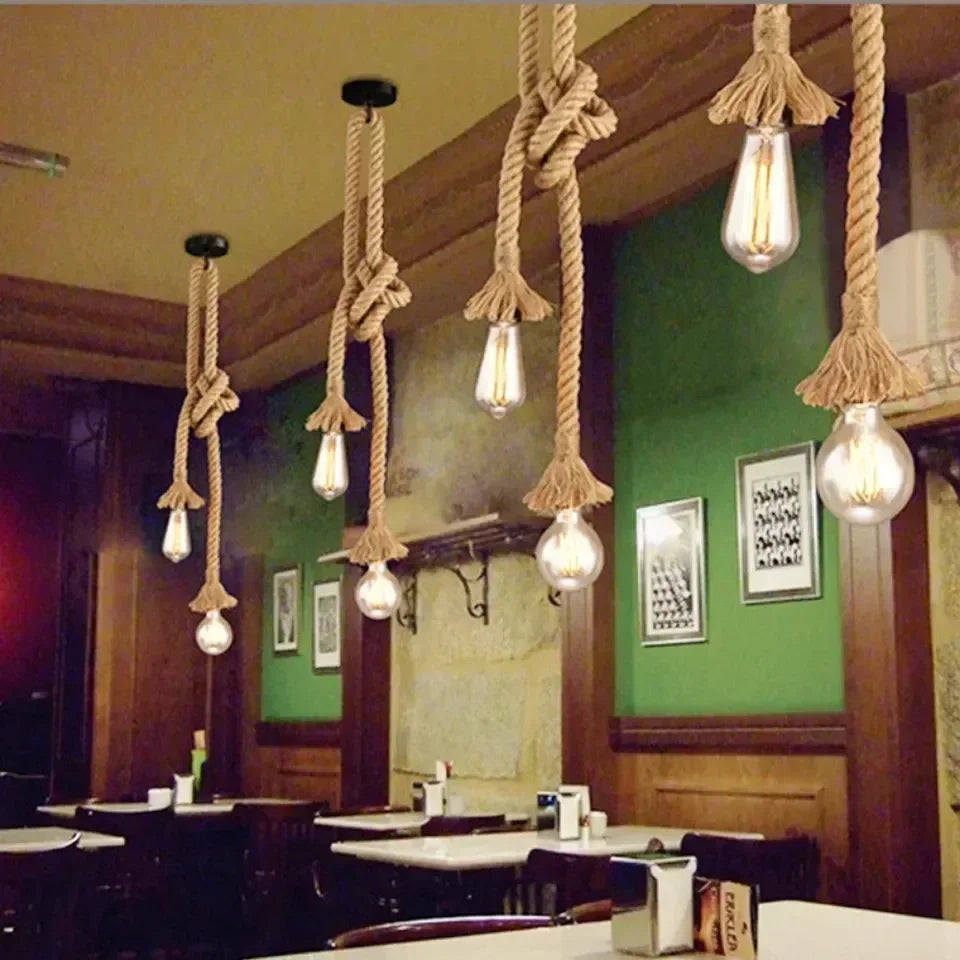 DecorBites™ Hemp Rope Pendant Light Ceiling Lamp