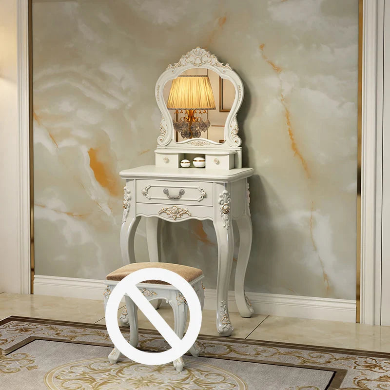 European Luxury Vanity Table Bedroom Mid Century White Makeup Dressing Table Cosmetics Chair Penteadeira Postmodern Furniture