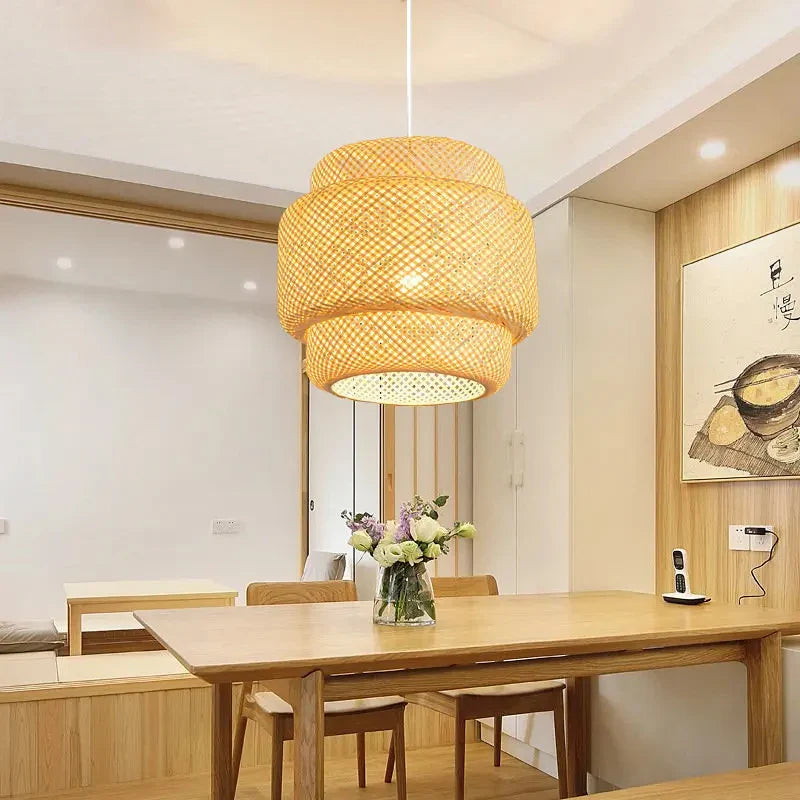 Bamboo Pendant Light Handmade 30cm