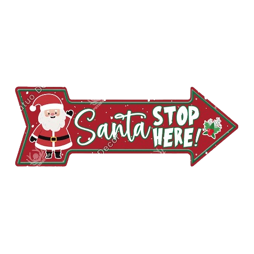 Putuo Decor Happy Christmas Vintage Metal Tin Arrow Sign - 7.8 x 11.8 In-0