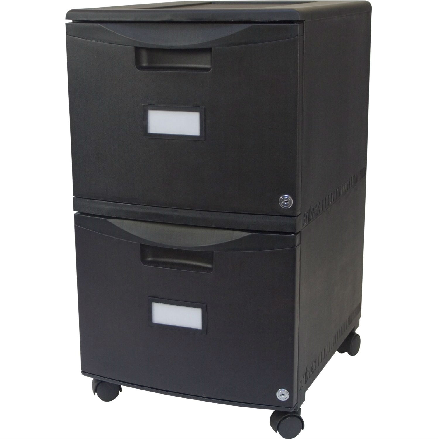 Black 2-Drawer Locking Letter/Legal size File Cabinet with Casters/Wheels-1