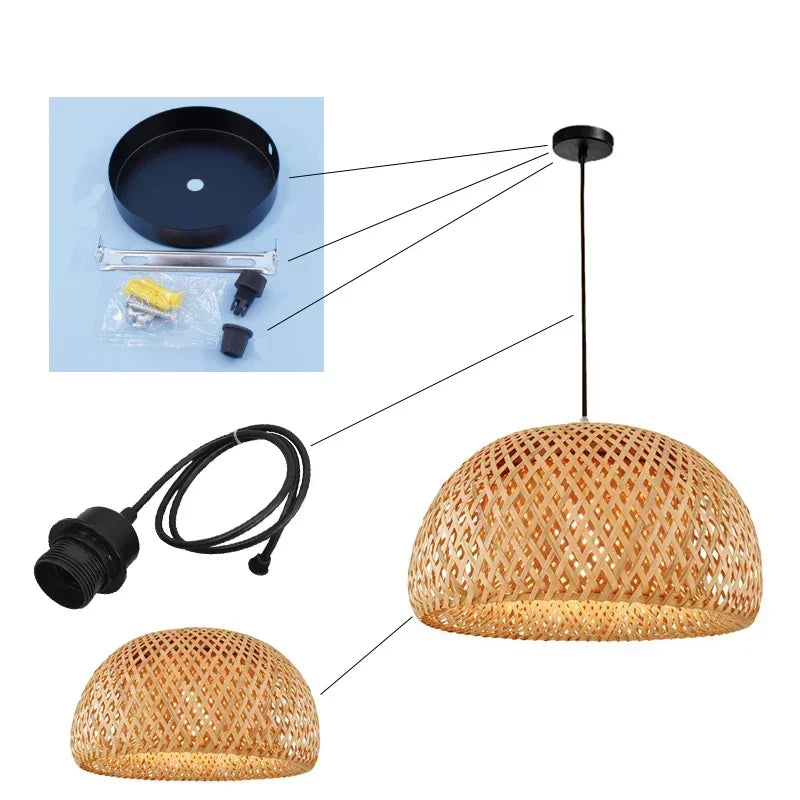 DecorBites™ Bamboo Pendant Ceiling Light Rattan