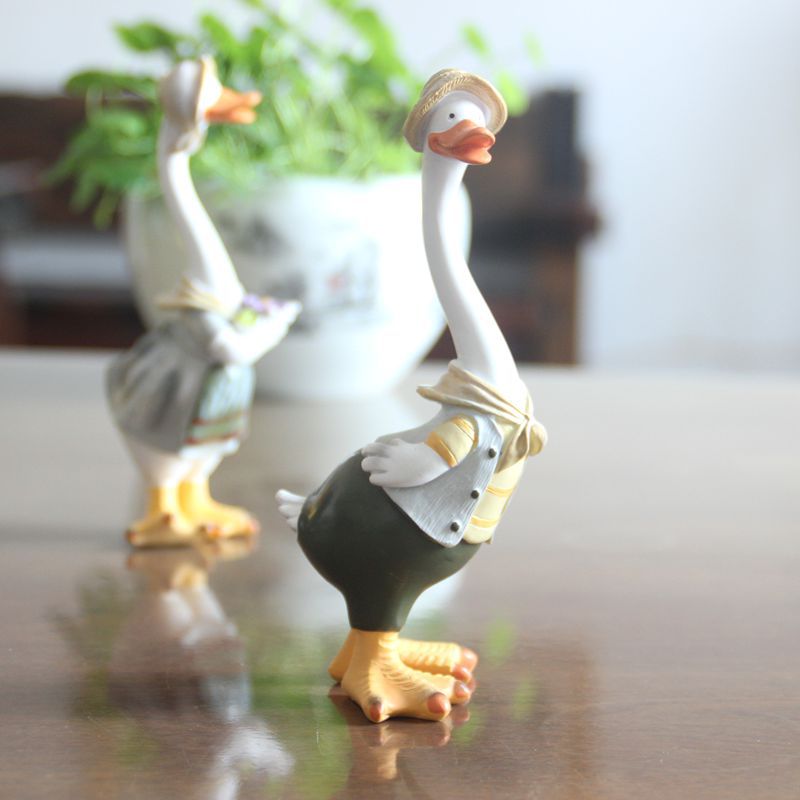 Garden Statue Resin Duck Craft Figurines Duck Family Member Courtyard Ornaments Artwork Animal Sculptures Modern Home Decor-5