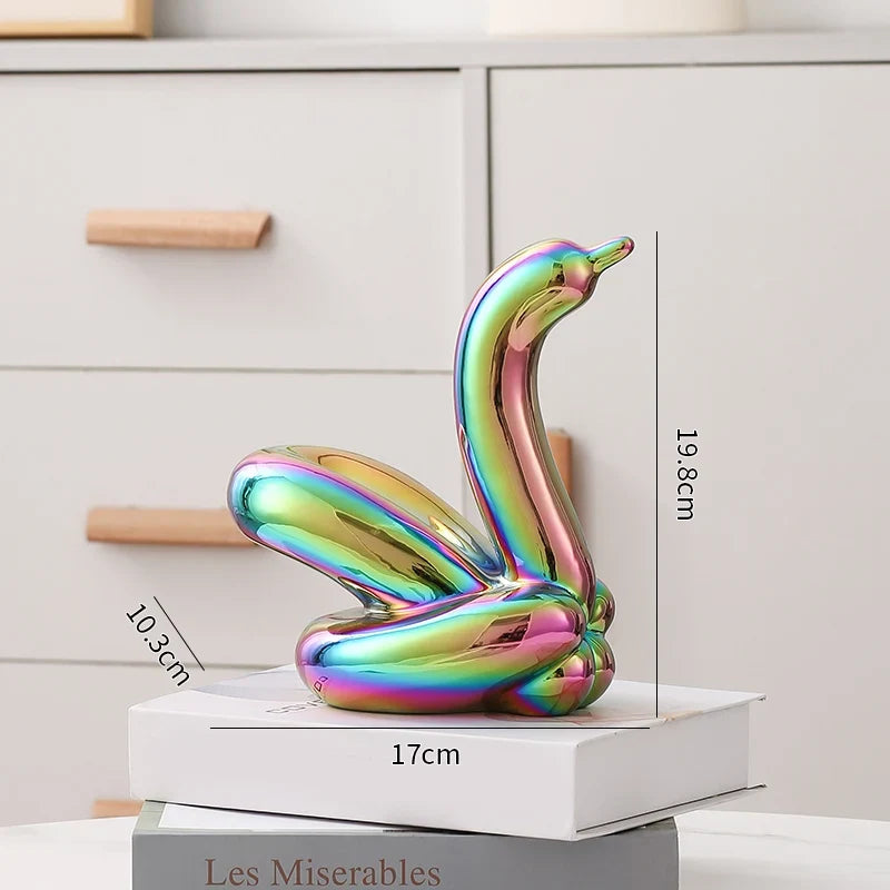 Nordic Ceramic Swan Sculpture Animal Decorative Figurine Home Decor Room Accessory Swans Decorative Item