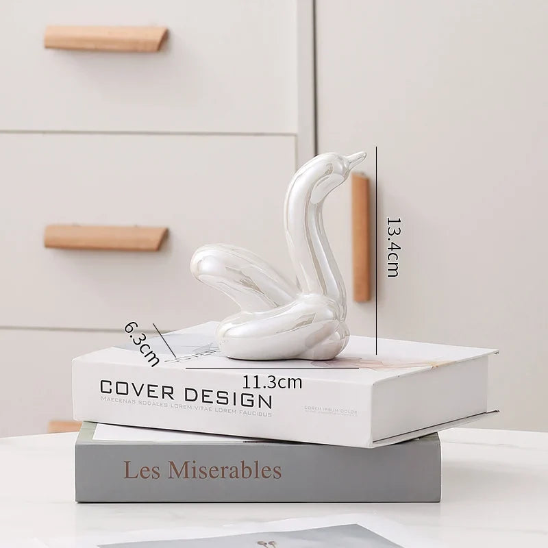 Nordic Ceramic Swan Sculpture Animal Decorative Figurine Home Decor Room Accessory Swans Decorative Item