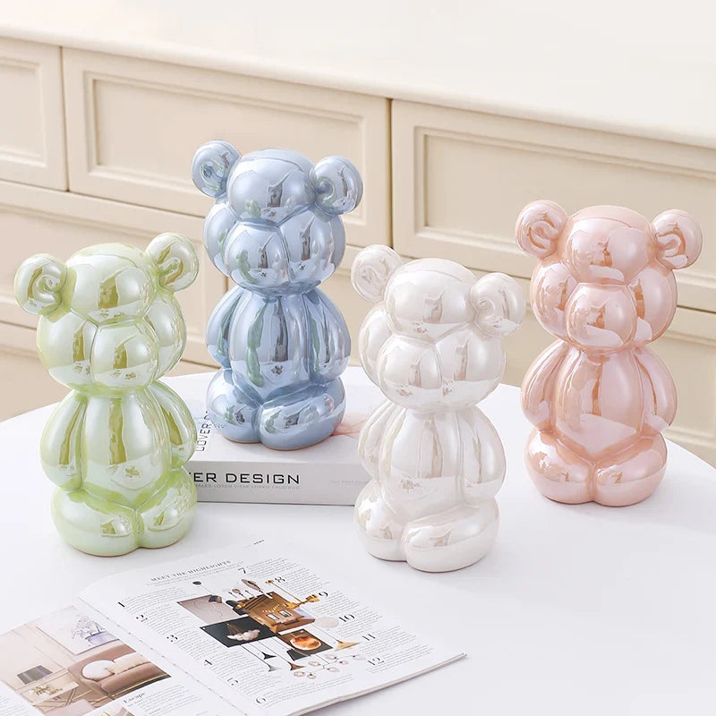 Ceramic Little Fat Bear  Sculpture Home Decor room Decoration Accessories Office Nordic Animal Decorative Sculptures  Figurines