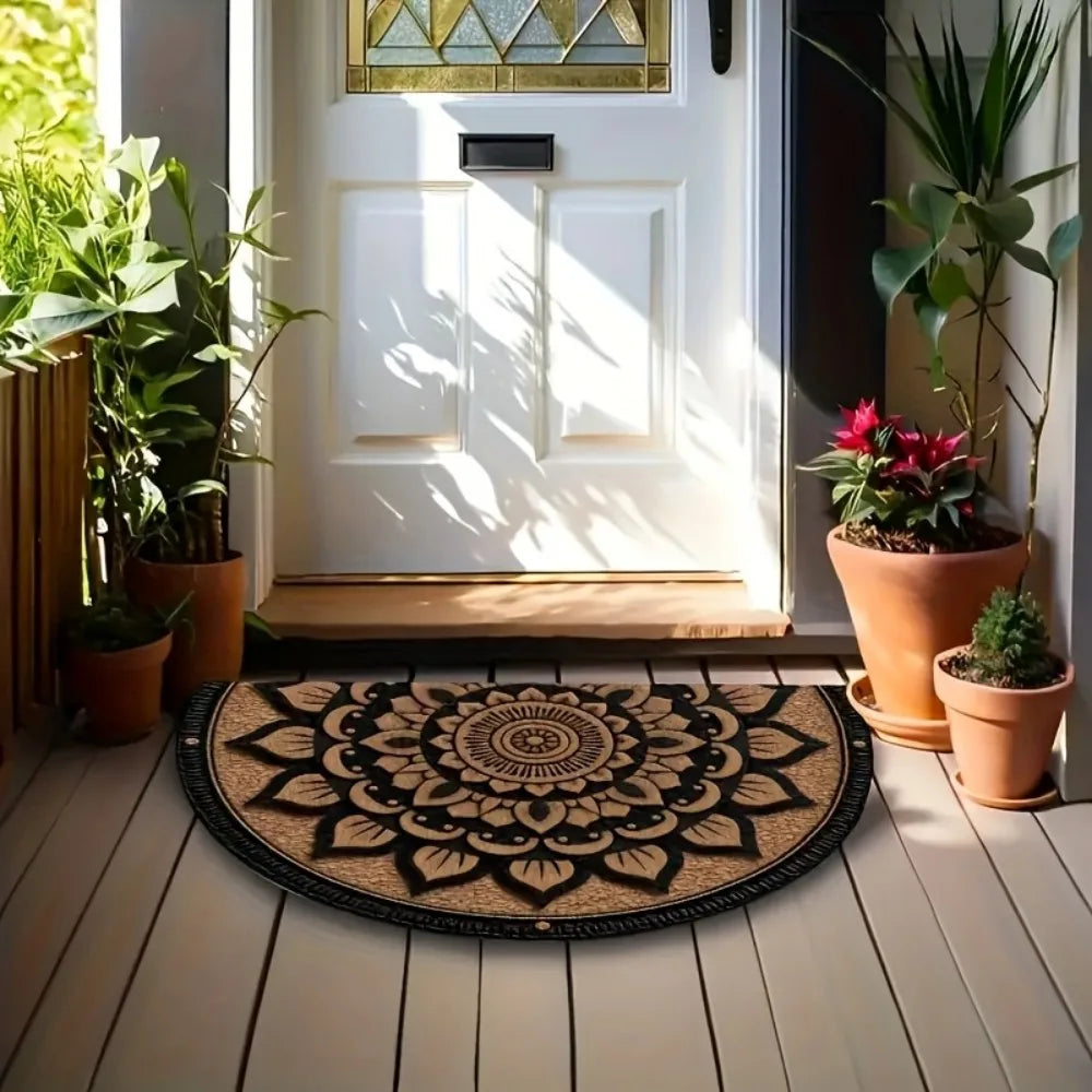 VIKAMA American-Style Floral Pattern Floor Mat, Non-Slip And Dirt-Proof, Home Decor Carpet In The Entrance, Bathroom And Kitchen