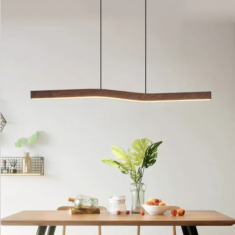 Pendant Light Linear Walnut Wood