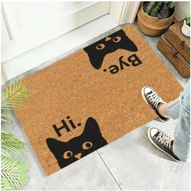 Cute Cat Pattern Entrance Door Mat Welcome Mat Bathroom Kitchen Non-slip Floor Carpet Washable Bedroom Home Decoration Small Rug