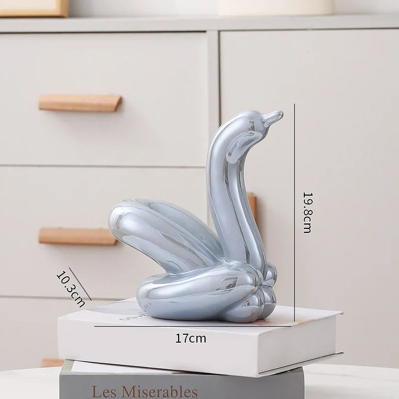Nordic Ceramic Swan Sculpture Animal Decorative Figurine Home Decor Room Accessory Swans Decorative Item