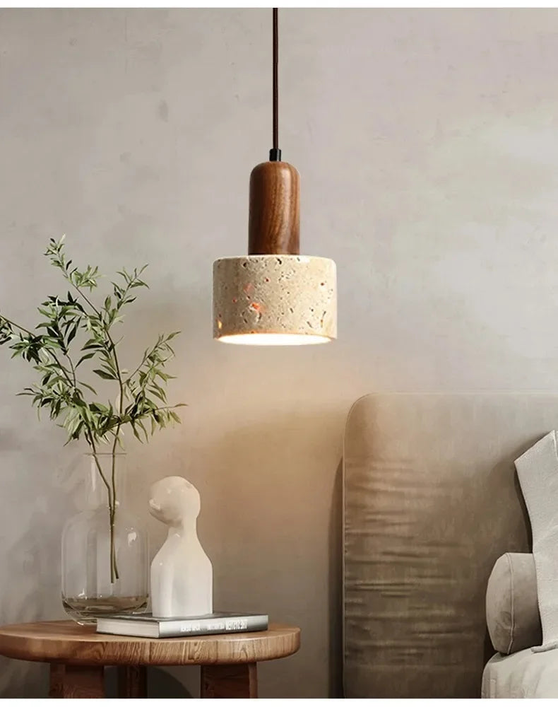 Travertine Pendant Lamp Wabi Sabi Design