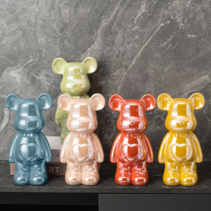 Love Bear Decoration Ceramic Crafts Wine Cabinet European Style The Little  Cartoon  Statue Kawaii Cartoon Figure Office Book Shelf Ornament Home Decorations 400% Bears Figurines