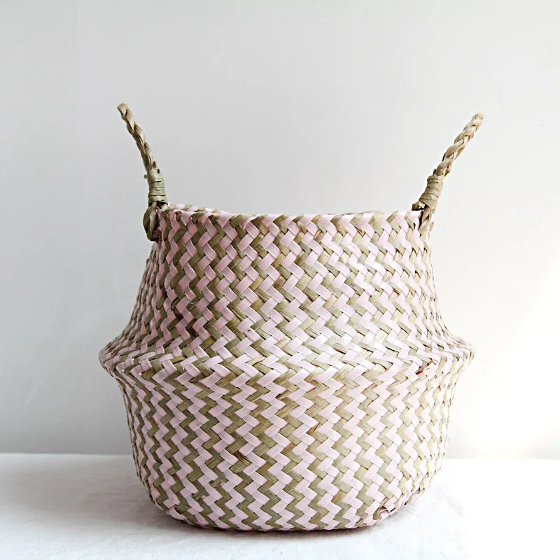 Striped Wicker Storage Baskets-1