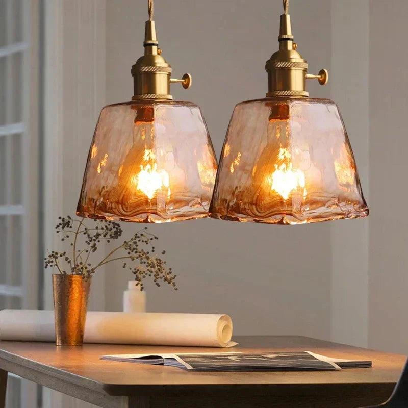 DecorBites™ Amber Glass Pendant Lamp Japanese Style
