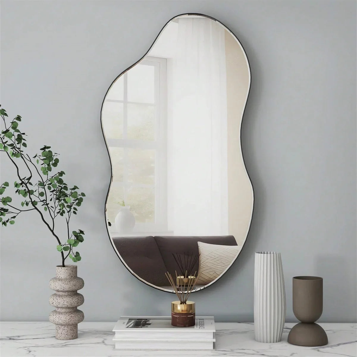 1pc Irregular Wall Mirror Cloud Mirror Asymmetric Acrylic Wall Mirror Suitable For Home Decoration, Room, Bathroom Living Room