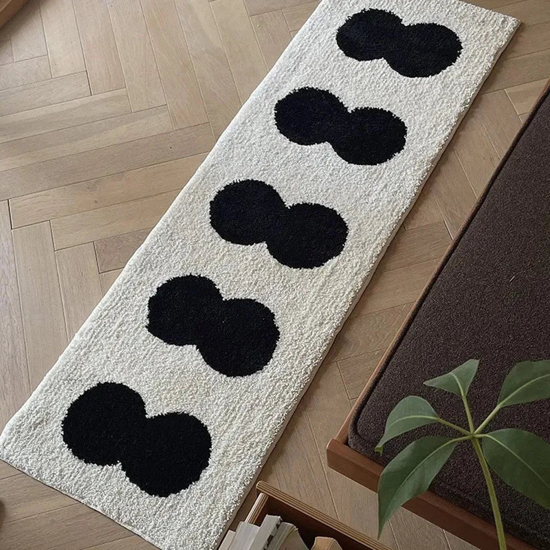 VIKAMA Minimalist Black And White Bedside Rug For Bedrooms And Living Rooms Soft And Comfortable Plush Home Decor Rug