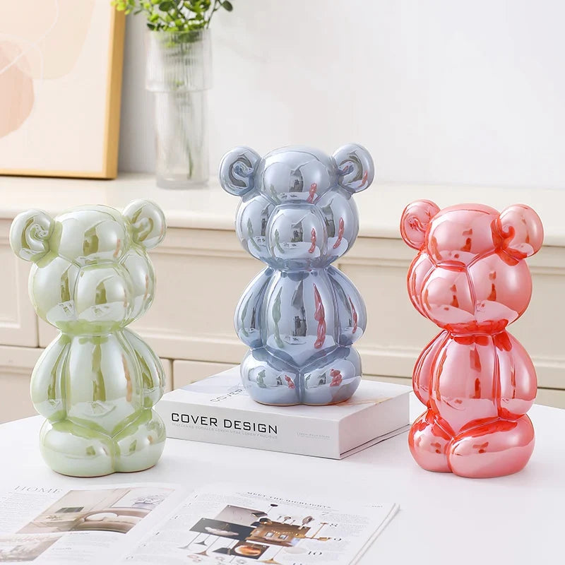 Ceramic Little Fat Bear  Sculpture Home Decor room Decoration Accessories Office Nordic Animal Decorative Sculptures  Figurines