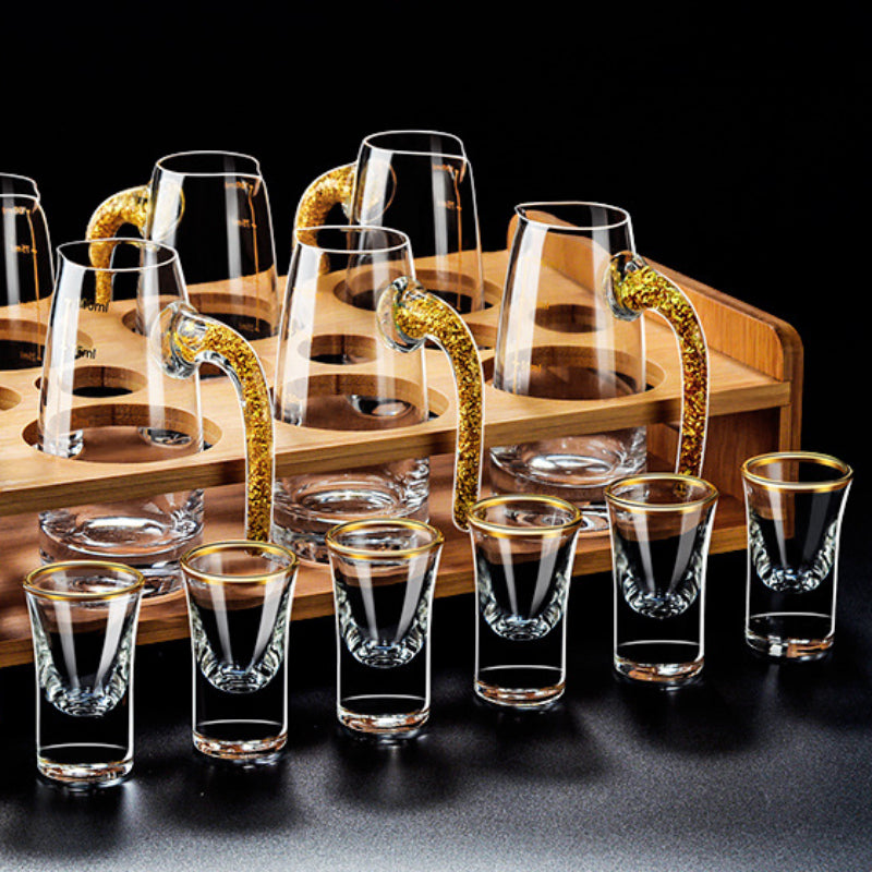 Dlight Decor 6pc Gold Rim Spirits Glass Set – Gilt Small Wine & Baijiu Cups