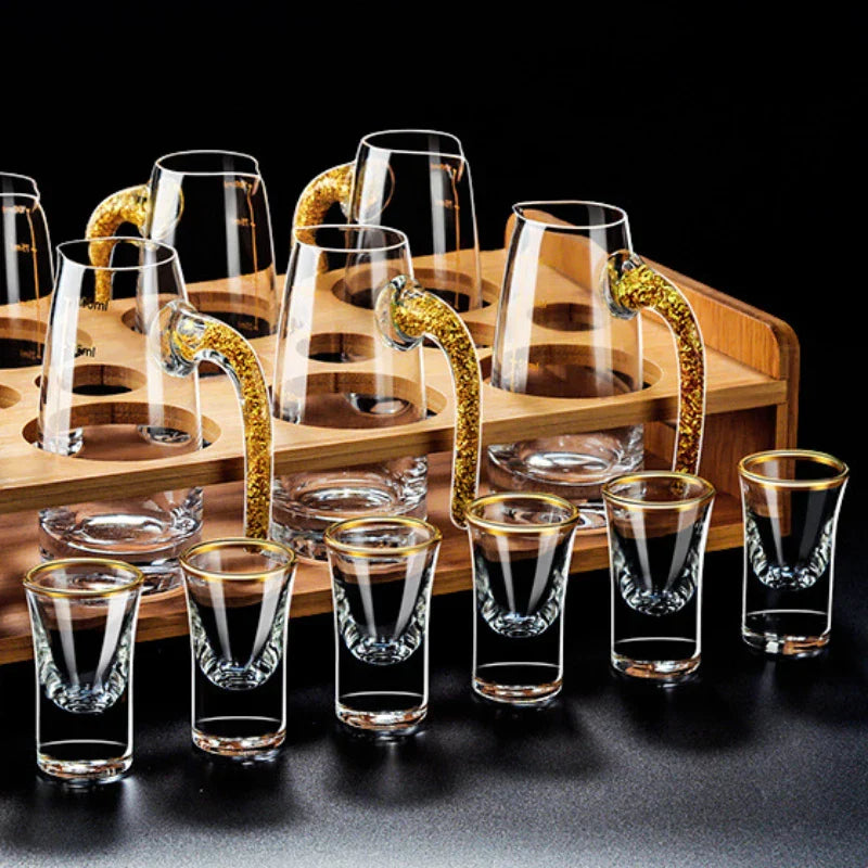 Dlight Decor 6pc Gold Rim Spirits Glass Set – Gilt Small Wine & Baijiu Cups