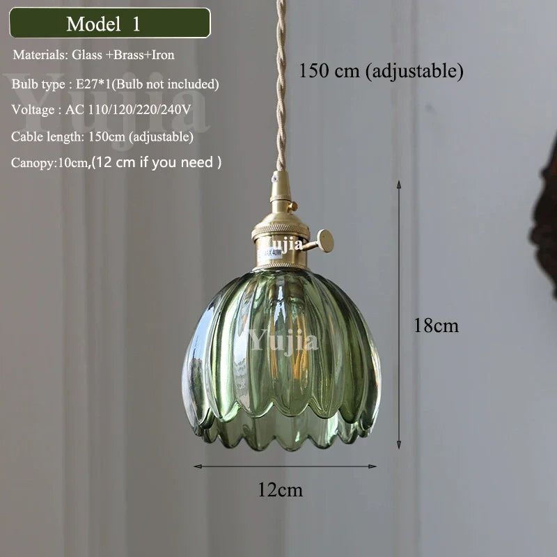 DecorBites™ Green Glass Pendant Light Fixture
