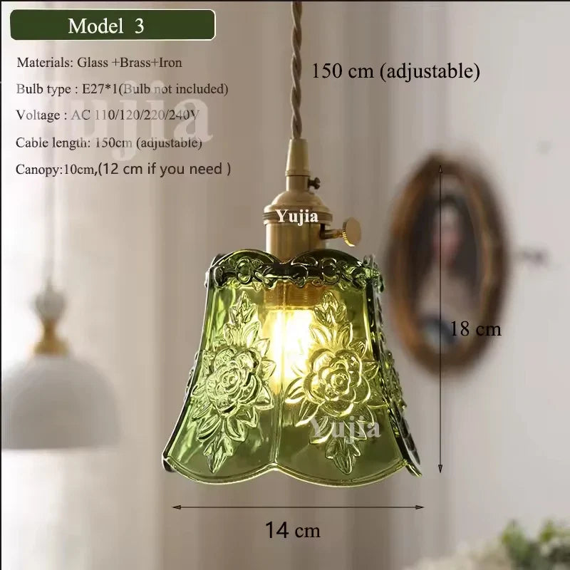 DecorBites™ Green Glass Pendant Light Fixture