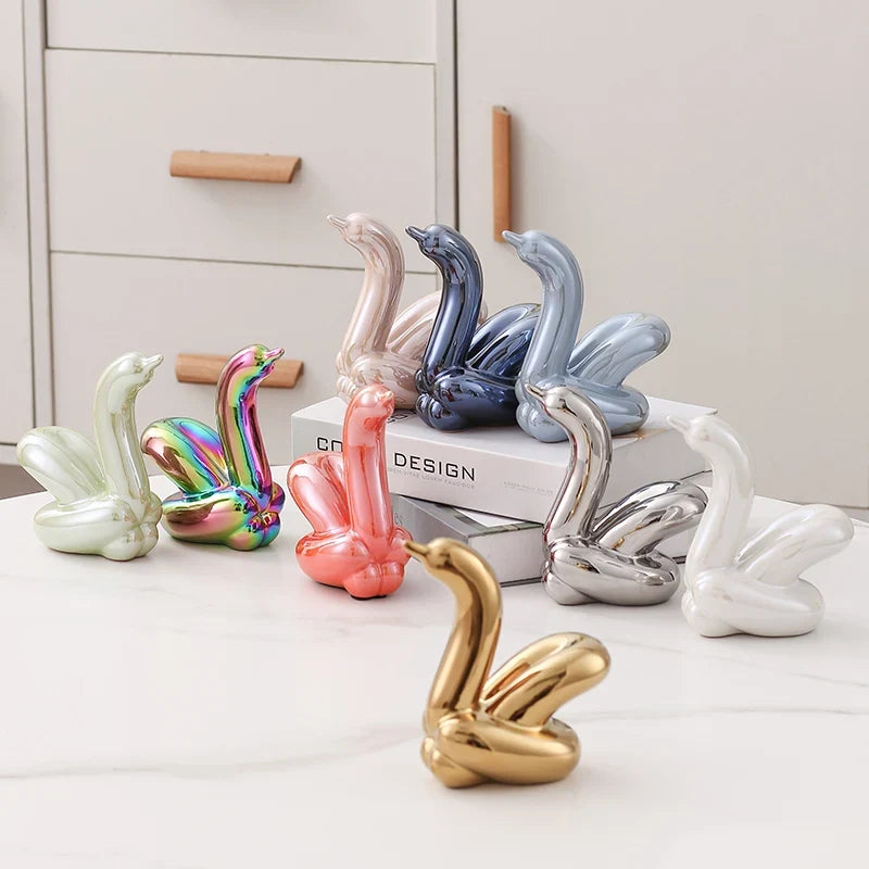 Nordic Ceramic Swan Sculpture Animal Decorative Figurine Home Decor Room Accessory Swans Decorative Item