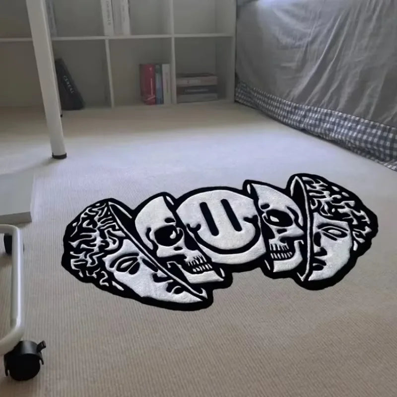 VIKAMA American Carpet Halloween Decoration Creative Skull Pattern Carpet Soft Unique Living Room Bedroom Door Mat Home Decorati