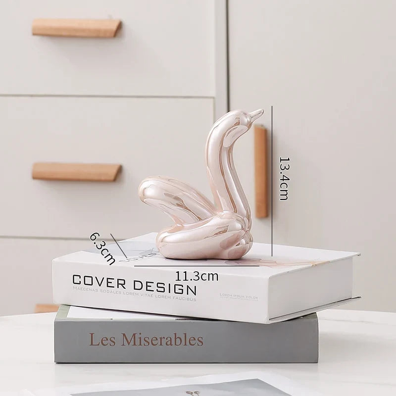 Nordic Ceramic Swan Sculpture Animal Decorative Figurine Home Decor Room Accessory Swans Decorative Item