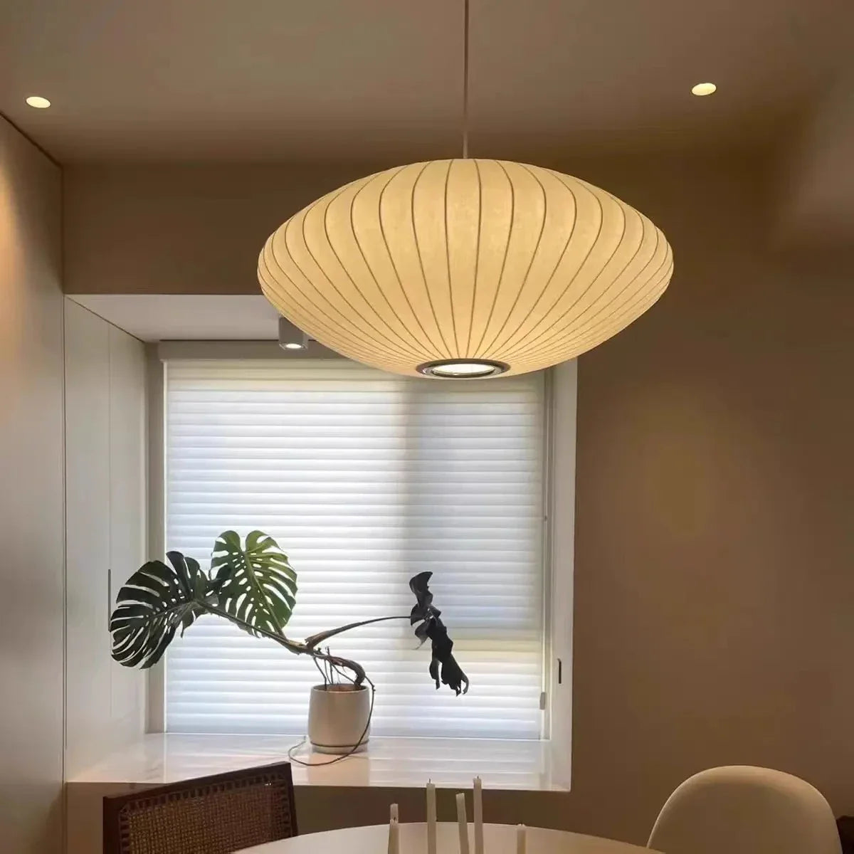 DecorBites™ Silk Pendant Lamp White Cloth