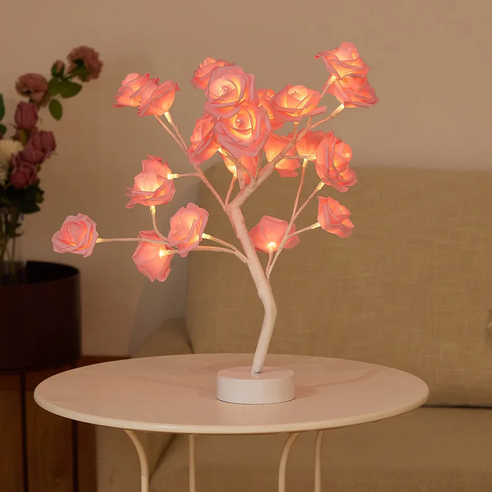 LED Table Lamp Lights Rose Flower Tree USB /Battery Night Lights Home Decoration Bonsai Christmas Lights Wedding Bedroom Decor-5