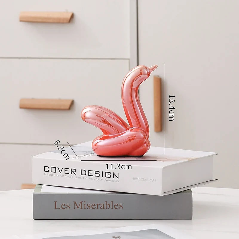 Nordic Ceramic Swan Sculpture Animal Decorative Figurine Home Decor Room Accessory Swans Decorative Item