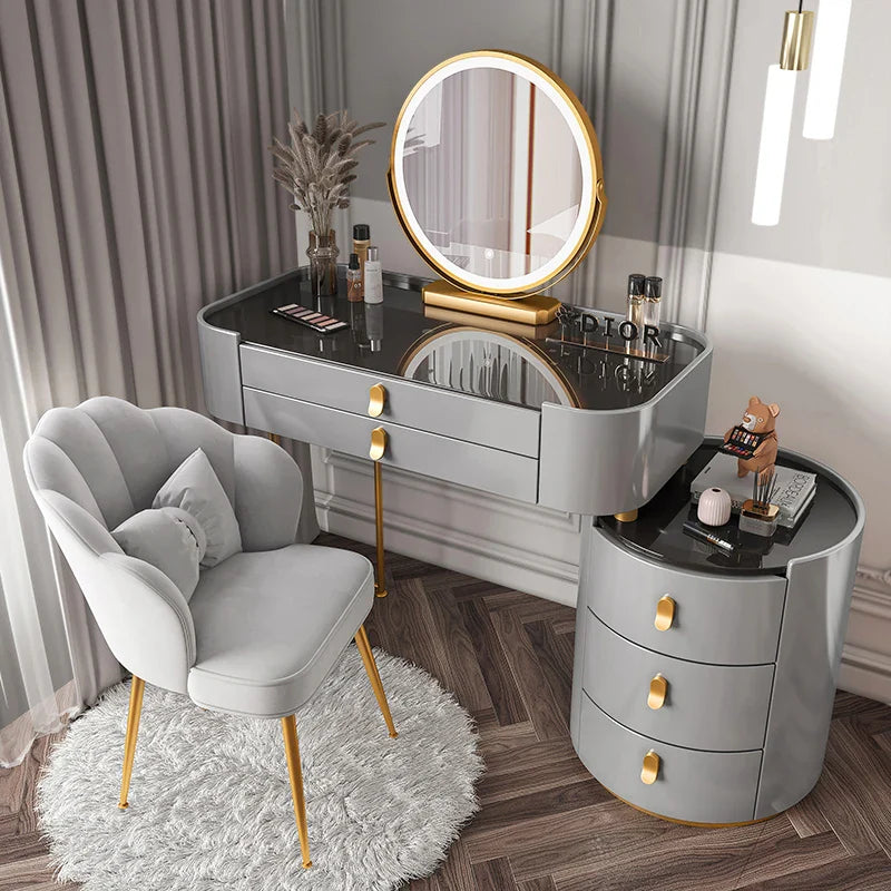 Dressing table glass desk bedroom modern makeup table wooden drawers Storage vanity chair comfortable furniture for bedroom