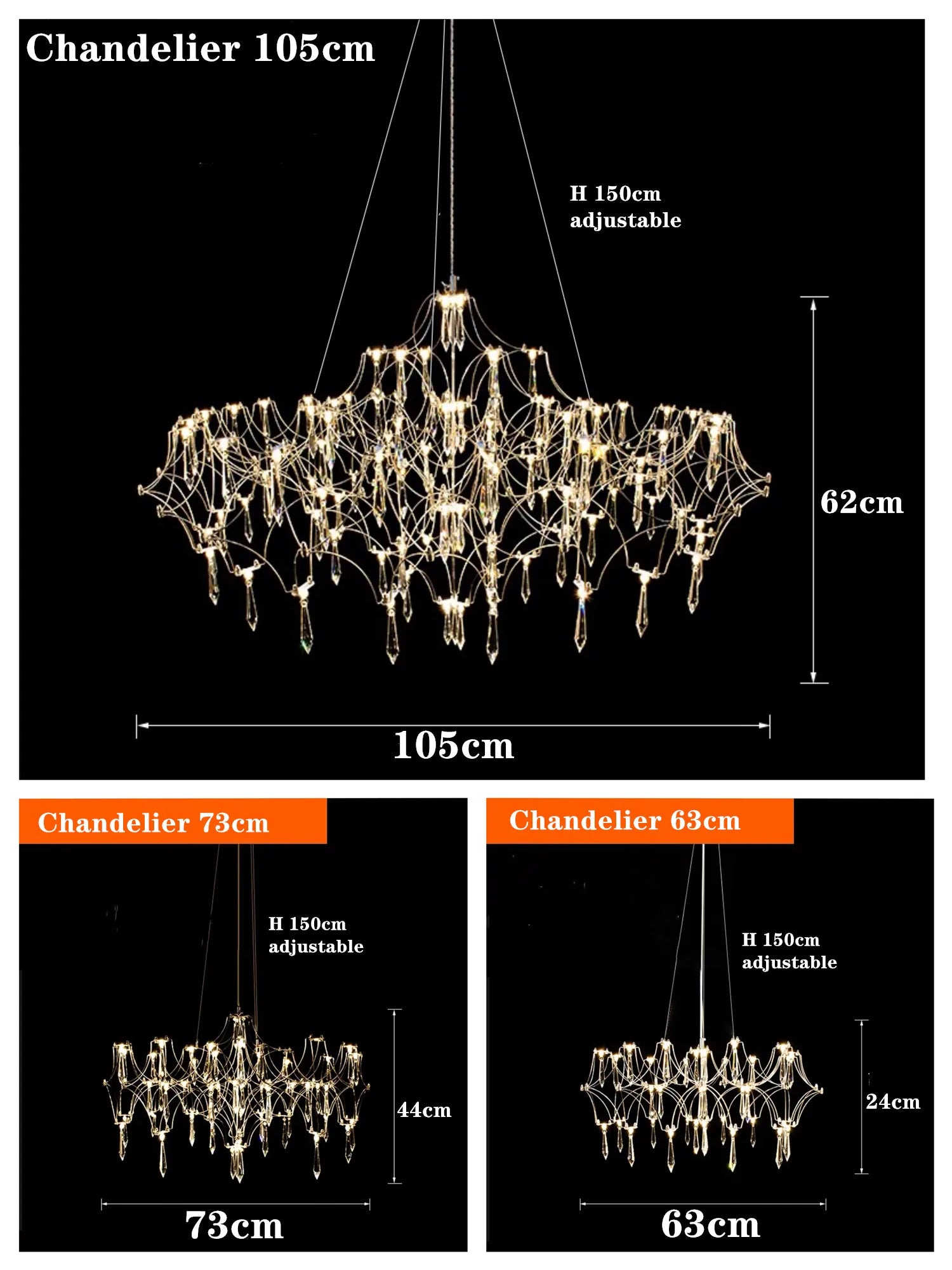 DecorBites™ Crystal Chandelier Living Room Light