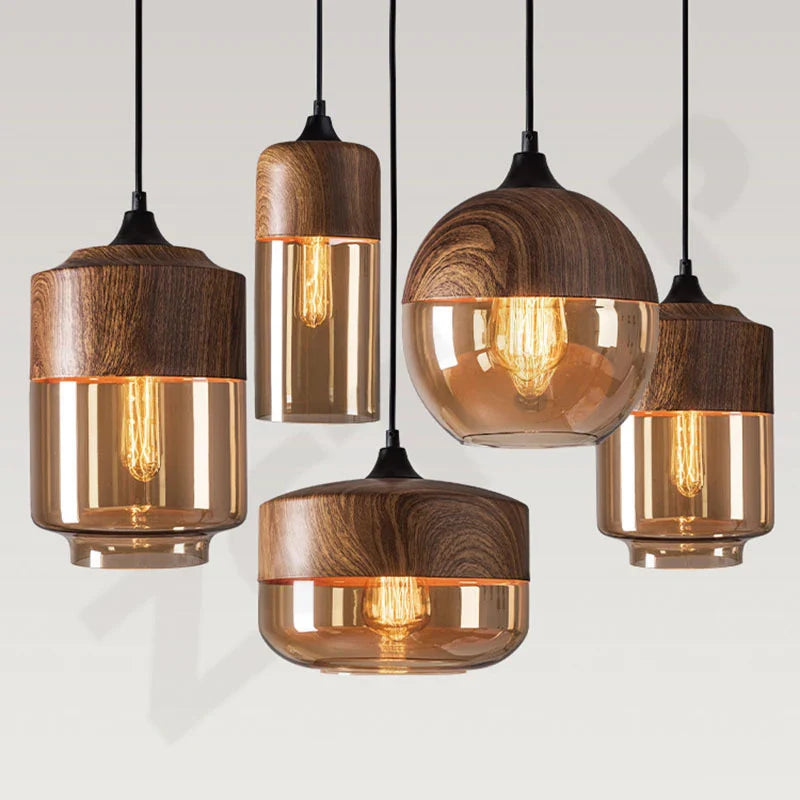 LED Pendant Light Glass Lampshade