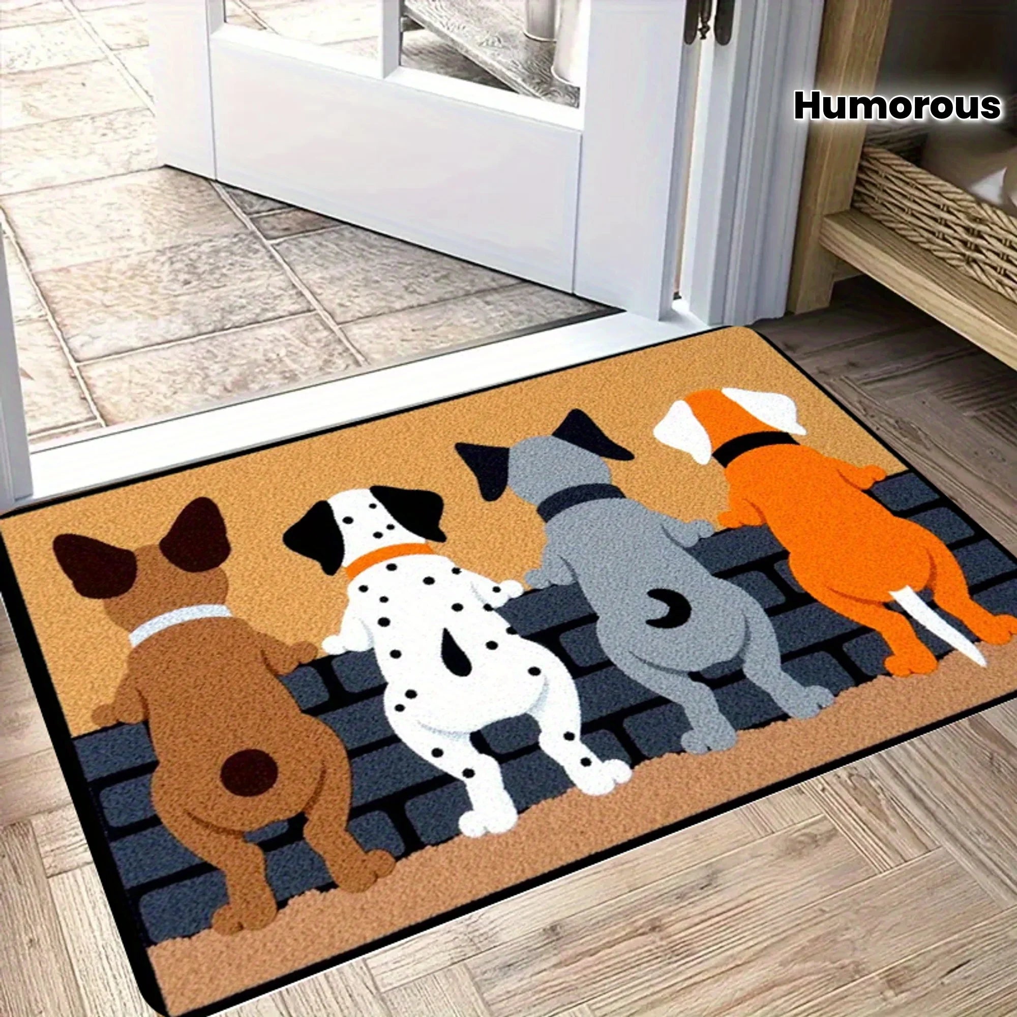 VIKAMA Cartoon Carpet Four Puppies Doormat Welcome Carpet Living Room Carpet Rug For Bedroom Outdoor Carpet Home Decoration