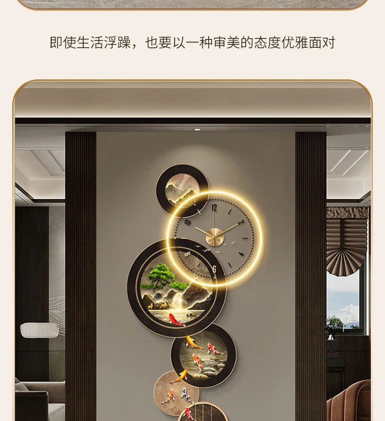Dlight Decor Nine Fish Clock Wall Light Mural