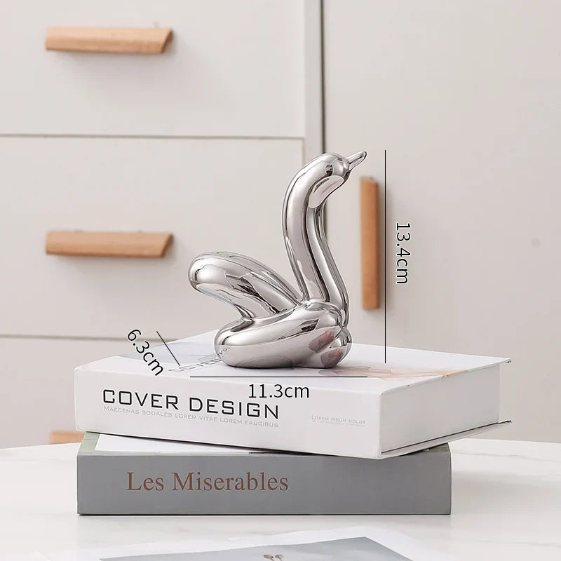 Nordic Ceramic Swan Sculpture Animal Decorative Figurine Home Decor Room Accessory Swans Decorative Item