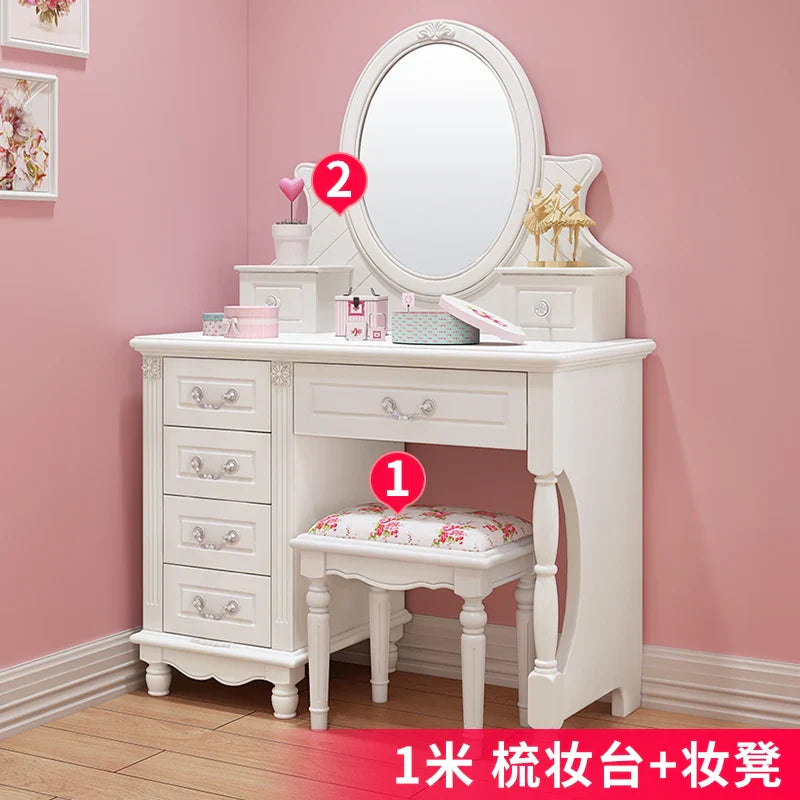 Vanity Stool Dressing Table Essentials Luxury Kawaii White Dressing Table Storage Organizer Mesa Maquillaje Home Furniture