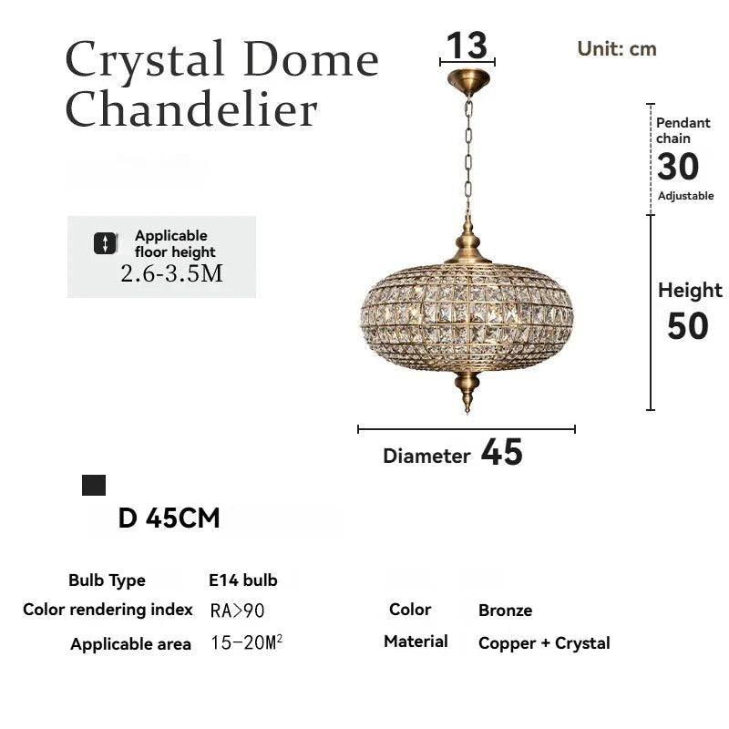 DecorBites™ Crystal Pendant Light Copper Chandelier