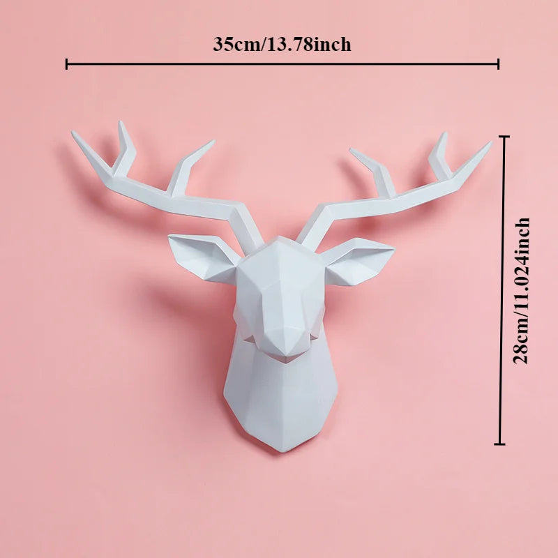 Home Decor Decorative Resin Elk Head Deer Head Wall Mount Animal Holder Wall Hanger Statue Animal Shapedat Hook Hanging Rack