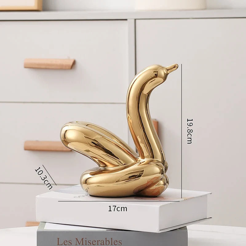 Nordic Ceramic Swan Sculpture Animal Decorative Figurine Home Decor Room Accessory Swans Decorative Item