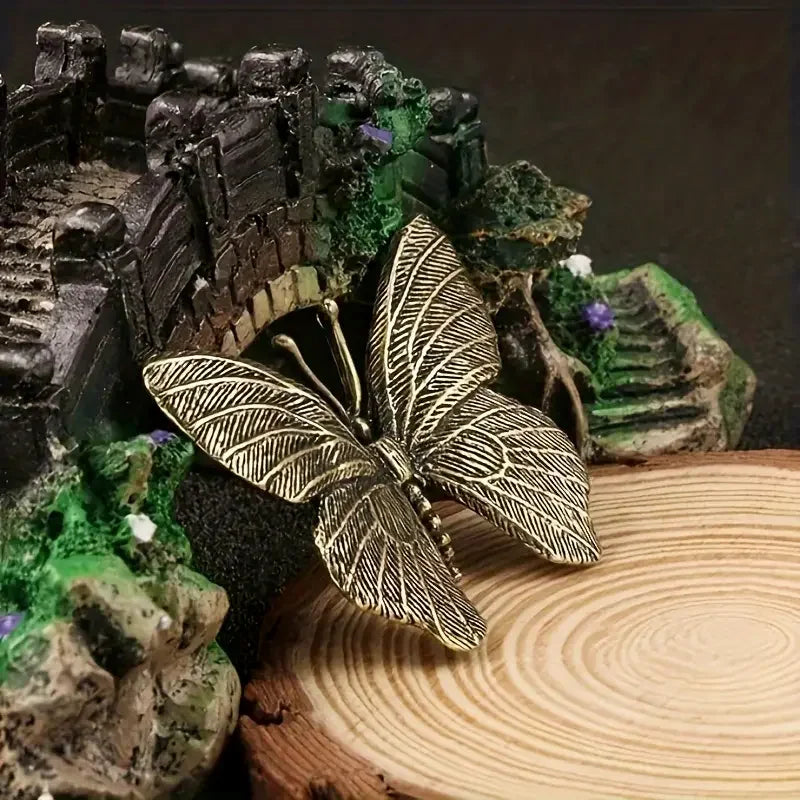 Home Decor Elegant Solid Brass Butterfly Statue - Versatile Indoor/Outdoor Decor for Home, Office, and Living Spaces