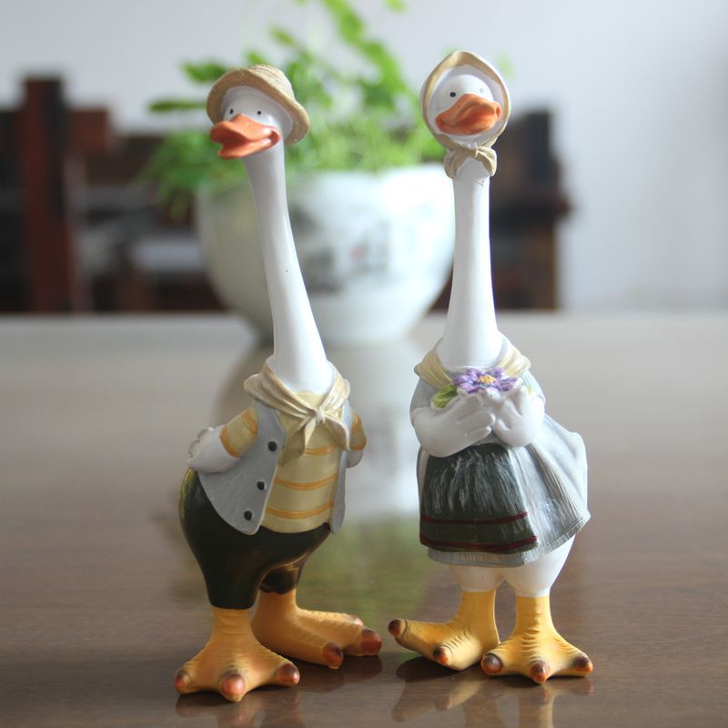 Garden Statue Resin Duck Craft Figurines Duck Family Member Courtyard Ornaments Artwork Animal Sculptures Modern Home Decor-2