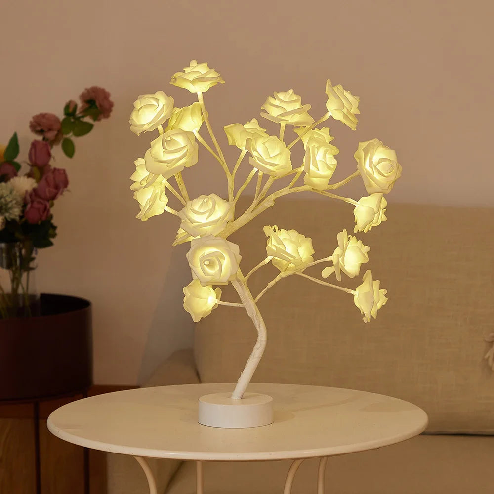 LED Table Lamp Lights Rose Flower Tree USB /Battery Night Lights Home Decoration Bonsai Christmas Lights Wedding Bedroom Decor-7