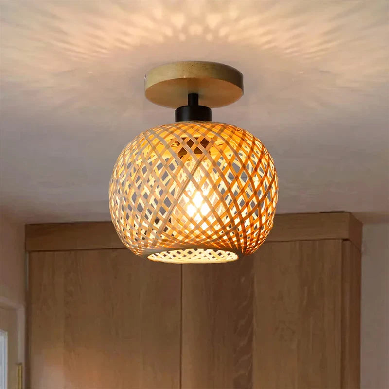 DecorBites™ Bamboo Pendant Lamp Handmade Rattan
