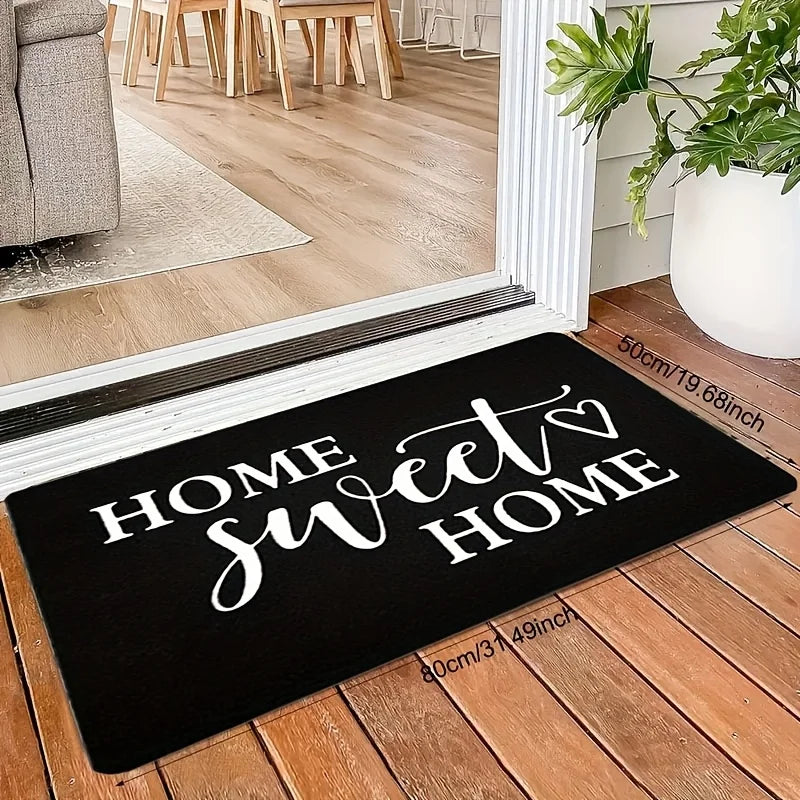 VIKAMA "HOME SWEET HOME" Valentine's Day Heart-Design Welcome Door Mat, Outdoor Garden Non-Slip Carpet, Holiday Gift, Home Decor