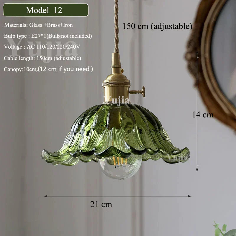 DecorBites™ Green Glass Pendant Light Fixture