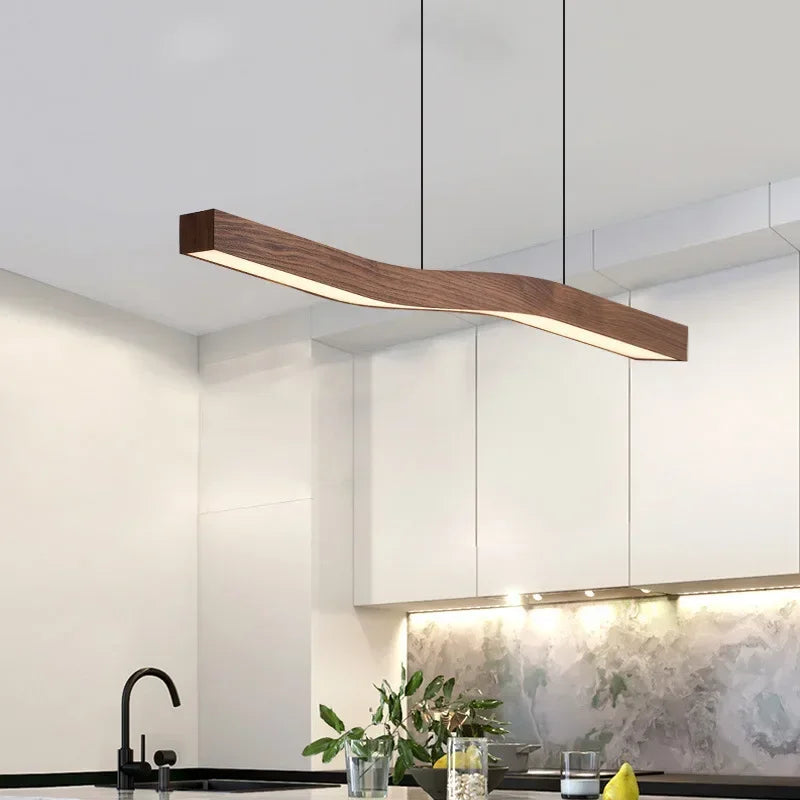 Pendant Light Linear Walnut Wood